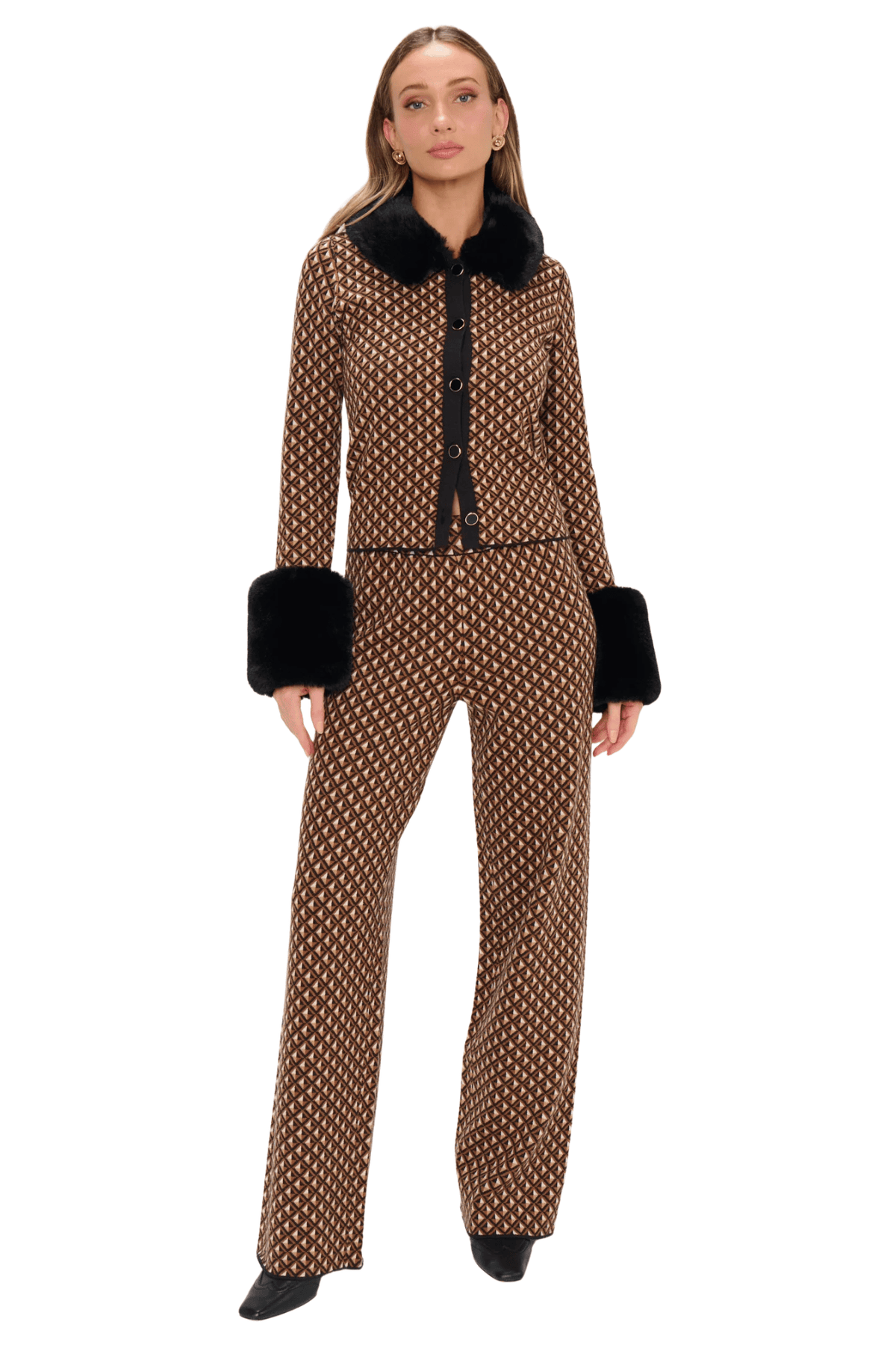 Zermatt Sweater Pants- Carmel Geo Knit